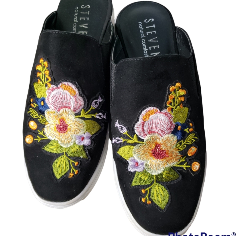Embroidered Floral Mules Slip-ons Steven Steven Madden Lora Comfort 7.5 Fairy